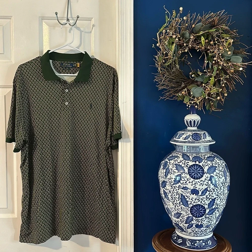 NWOT Men’s Polo Ralph Lauren Classic Fit Geometric Print Golf Polo Size XL